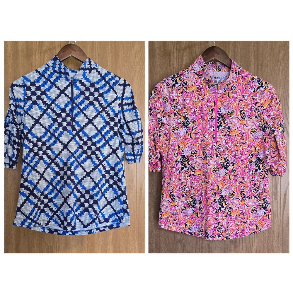 IBKUL Ruched Elbow
Sleeve Mock Neck Golf Top Lot Of 2